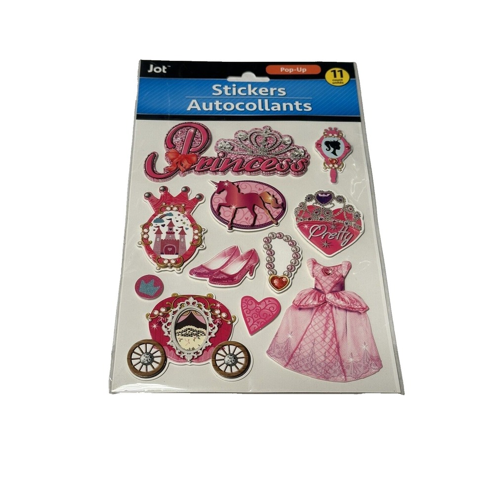 JOT Princess Pop‎ Up Craft Stickers Autocollants Scrapbook 11 Count Pink